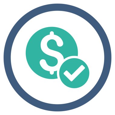 Onaylanmış ödeme düz yuvarlak vektör simgesi