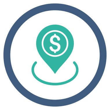 Banka düz yuvarlak vektör simgesi yerleştir