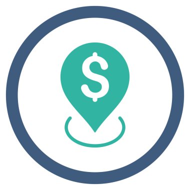 Banka yerleşim düz yuvarlak vektör simgesi