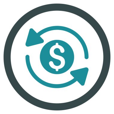 Para ciro düz yuvarlak vektör simgesi