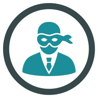 Maskeli hırsız düz yuvarlak vektör simgesi