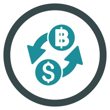 Doları Baht Exchange düz yuvarlak vektör simgesi