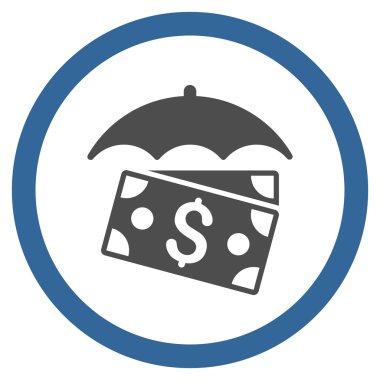 Banknot şemsiye düz yuvarlak vektör simgesi