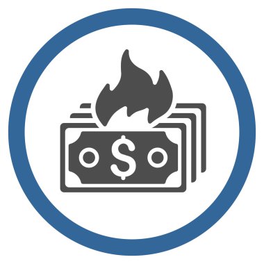 Banknot düz yuvarlak vektör simge yanmak