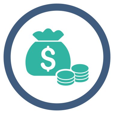 Para çantası düz yuvarlak vektör simgesi