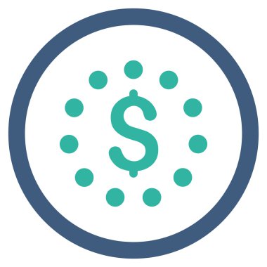 Dolar işareti düz yuvarlak vektör simgesi