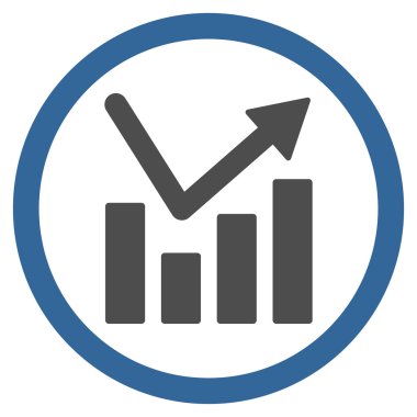 Çubuk grafik eğilim düz yuvarlak vektör simgesi