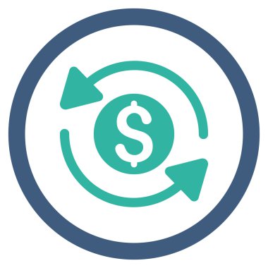 Para ciro düz yuvarlak vektör simgesi