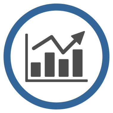 Çubuk grafik eğilim düz yuvarlak vektör simgesi