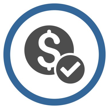 Onaylanmış ödeme düz yuvarlak vektör simgesi