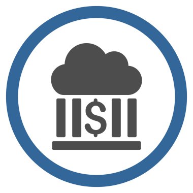 Bulut banka düz yuvarlak vektör simgesi