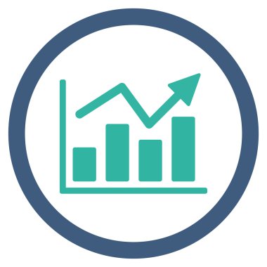 Çubuk grafik eğilim düz yuvarlak vektör simgesi
