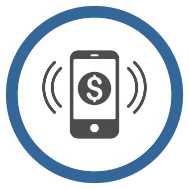 Ödeme telefon yüzük düz yuvarlak vektör simgesi
