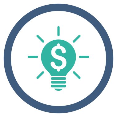 İş fikri ampul düz yuvarlak vektör simgesi