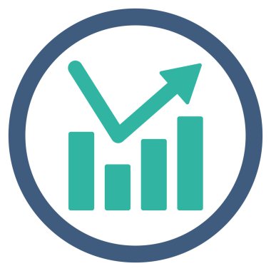 Çubuk grafik eğilim düz yuvarlak vektör simgesi