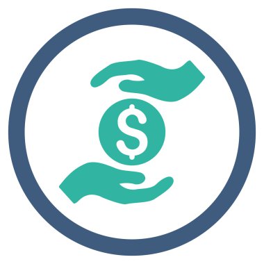 İş sigorta eller düz yuvarlak vektör simgesi