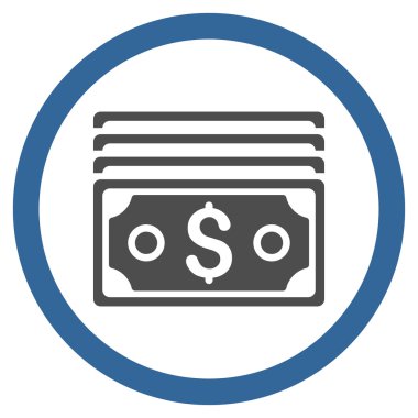 Vektör simge Doları banknot düz yuvarlak