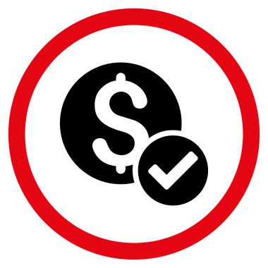 Onaylanmış ödeme düz yuvarlak vektör simgesi