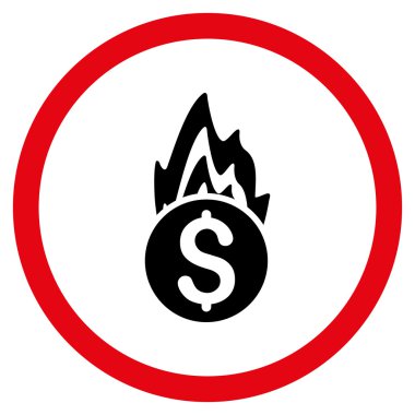 Yangın hasarı düz yuvarlak vektör simgesi