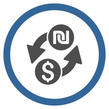 Doları şekel Exchange düz yuvarlak vektör simgesi