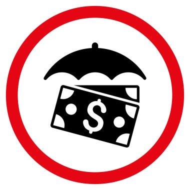 Banknot şemsiye düz yuvarlak vektör simgesi