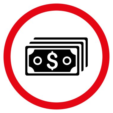 Vektör simge Doları banknot düz yuvarlak