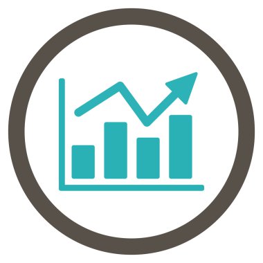 Çubuk grafik eğilim düz yuvarlak vektör simgesi