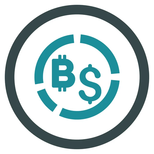 Bitcoin Diagrama Financeiro Flat Rounded Vector Icon — Vetor de Stock