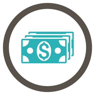 Vektör simge Doları banknot düz yuvarlak