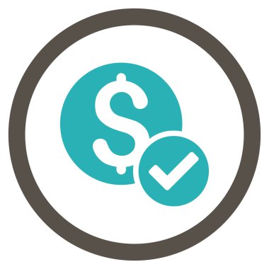 Onaylanmış ödeme düz yuvarlak vektör simgesi