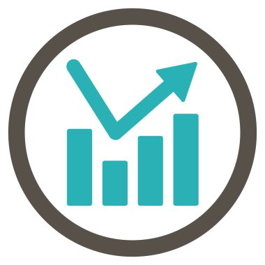 Çubuk grafik eğilim düz yuvarlak vektör simgesi