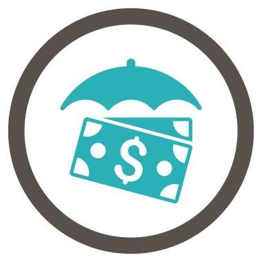 Banknot şemsiye düz yuvarlak vektör simgesi