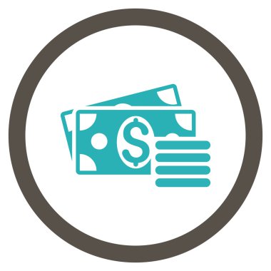 Doları nakit düz yuvarlak vektör simgesi