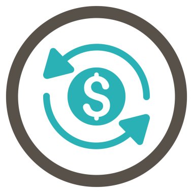 Para ciro düz yuvarlak vektör simgesi