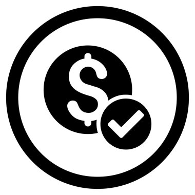 Onaylanmış ödeme yuvarlak vektör simgesi