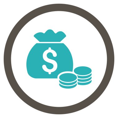 Para çantası düz yuvarlak vektör simgesi