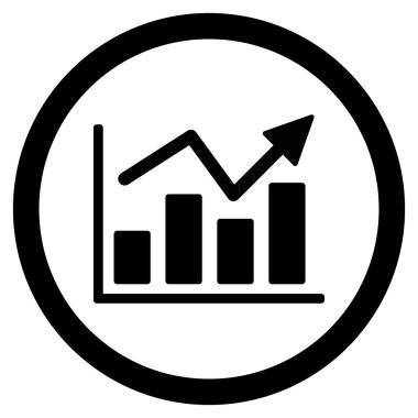 Çubuk grafik eğilim yuvarlak vektör simgesi