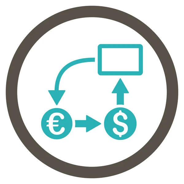 Cashflow Euro Exchange Flat Rounded Vector Icon — Stock Vector