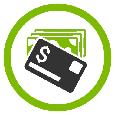 Banknotlar ve Kart Yuvarlak Vektör Simgesi