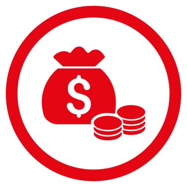 Para çantası yuvarlak vektör simgesi