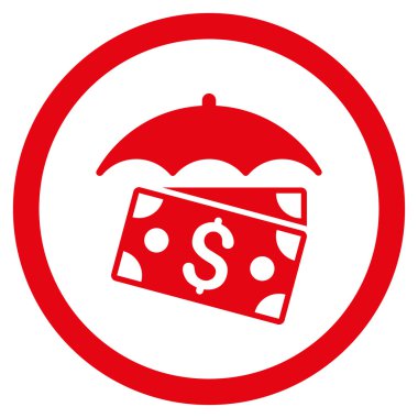 Banknot şemsiye yuvarlak vektör simgesi