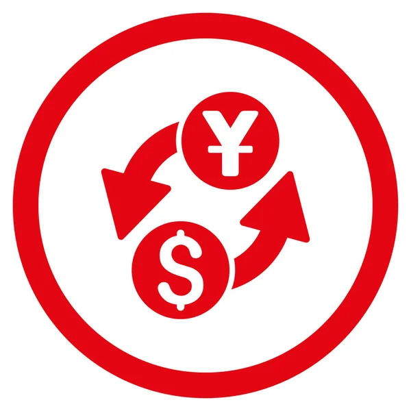 Dollar-Yuan-Wechselkurs rundete Vektor-Symbol ab — Stockvektor