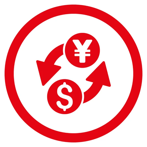 Ícone de vetor arredondado de câmbio de ienes de dólar — Vetor de Stock