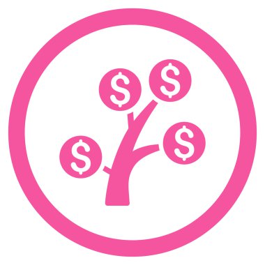 Para ağacı yuvarlak vektör simgesi