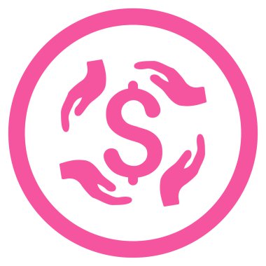 Doları bakım el yuvarlak vektör simgesi