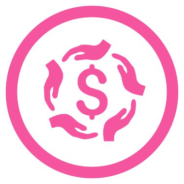 Doları bakım el yuvarlak vektör simgesi