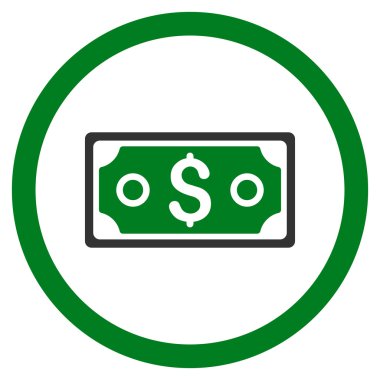 Doları banknot yuvarlak vektör simgesi