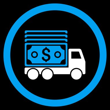 Para kamyon yuvarlak vektör simgesi