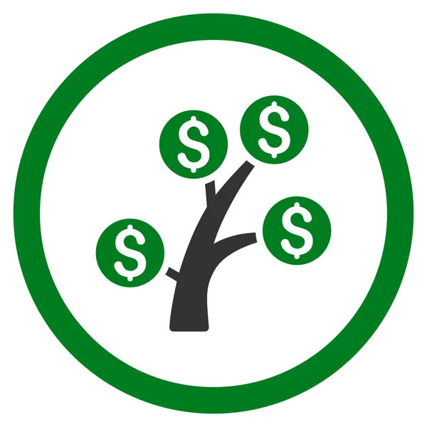 Para ağacı yuvarlak vektör simgesi — Stok Vektör