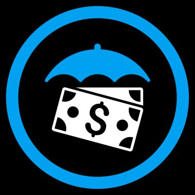 Banknot şemsiye yuvarlak vektör simgesi